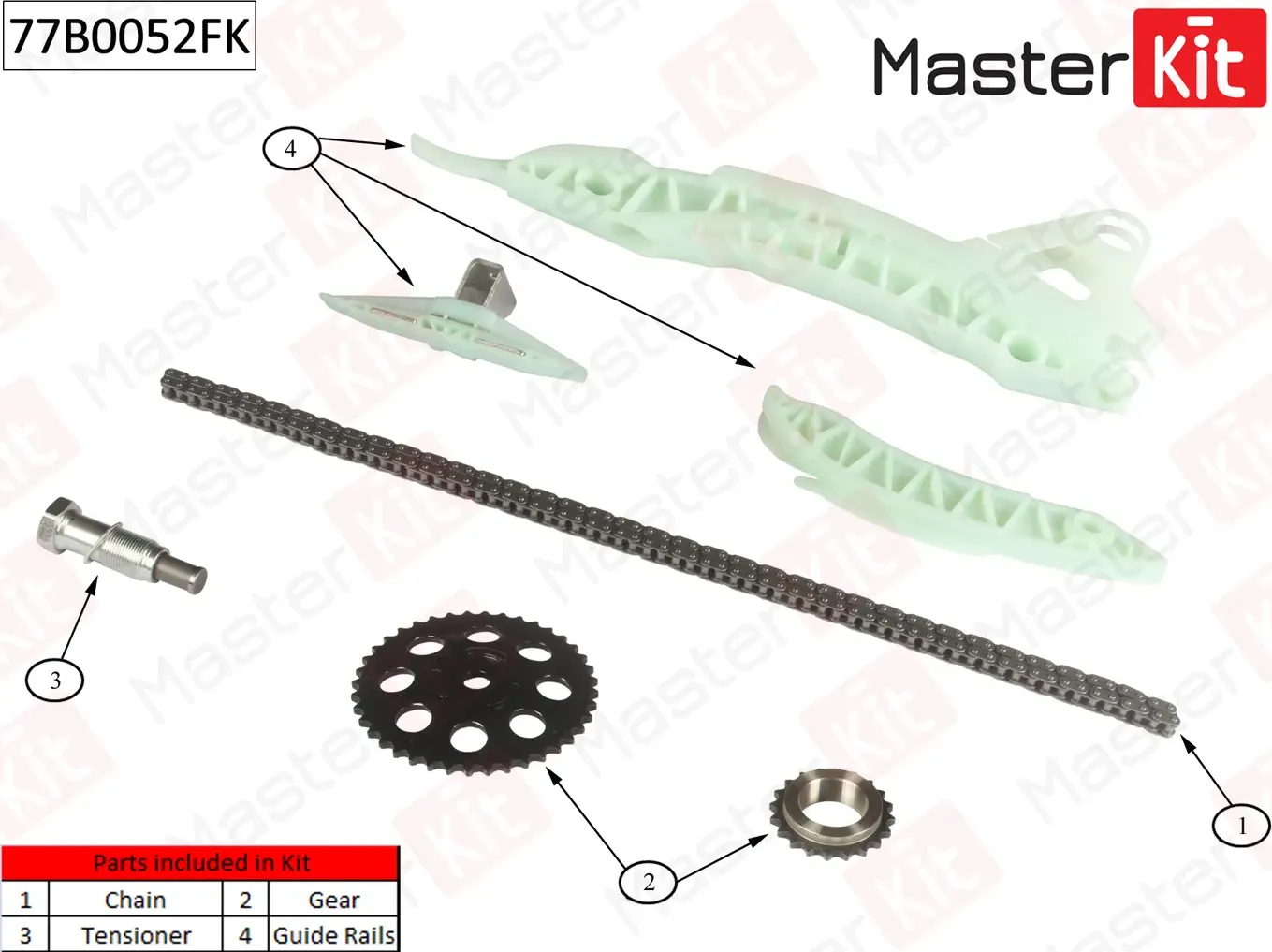 Комплект цепи ГРМ Citroen/Peugeot C4 1.6 THP 140/1.6 THP 1 5FR (EP6DT) (Master KIT). Артикул 77B0052FK