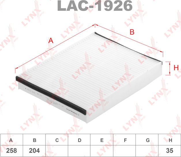 Салонный фильтр LYNXauto. Артикул LAC-1926