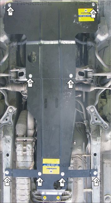 Защита Мотодор для картера, КПП Toyota Mark II 2000-2004. Артикул 02558