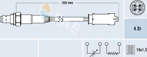 Лямбда-зонд (кислородный датчик) FAE задний для BMW 8 I (E31) 1994-1999. Артикул 77368