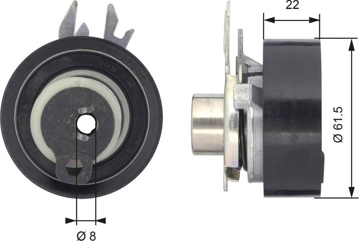 Натяжной ролик (натяжитель) ремня ГРМ Gates PowerGrip®. Артикул T43046