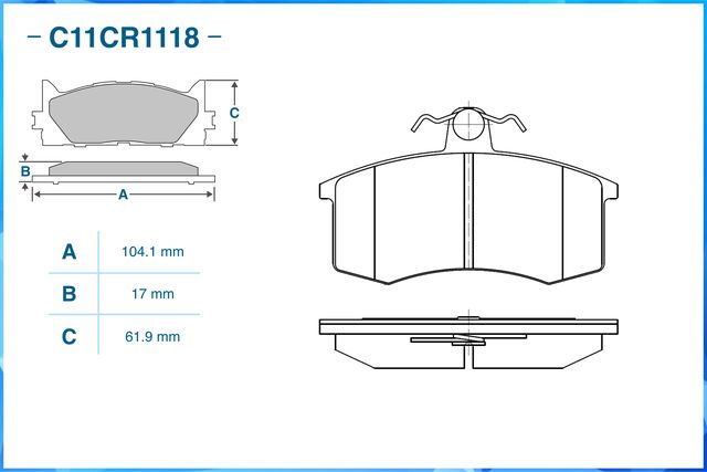 Колодки тормозные передние (Low Metallic) (Cworks). Артикул C11CR1118
