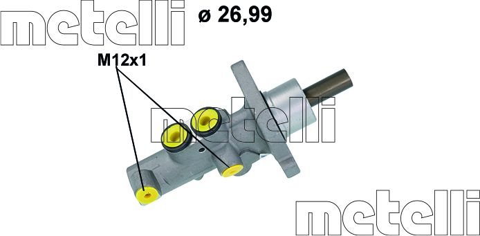 Тормозной цилиндр главный Metelli (алюминий). Артикул 05-1218