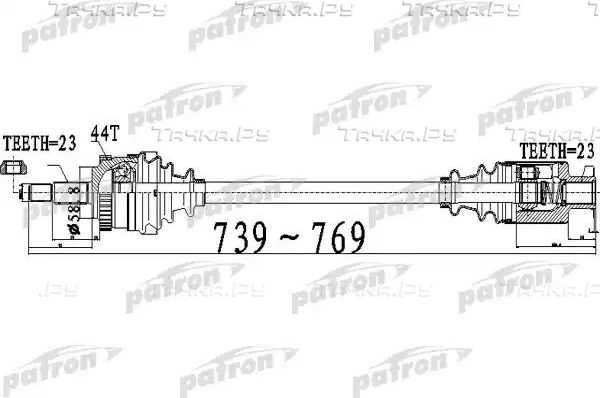 Полуось (привод в сборе, приводной вал) Patron. Артикул PDS0530