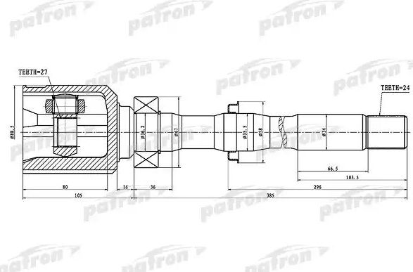 Шрус внутренний (граната) Patron для Toyota RAV4 III (XA30) 2006-2013. Артикул PCV1459