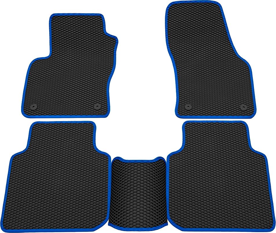 Коврики Rezkon EVA для салона Skoda Kodiaq 2017-2026 Синий кант. Артикул 9030030103