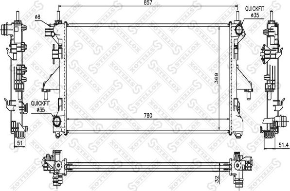 Радиатор охлаждения двигателя Stellox. Артикул 10-25355-SX