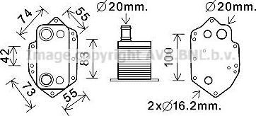 Радиатор масляный (маслоохладитель) для двигателя AVA (алюминий). Артикул BW3554