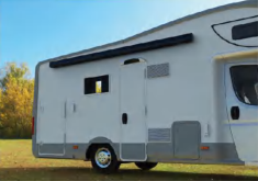 Маркиза автомобильная РИФ 4,0х2,5 м кассетная, привод механический, электромотор, корпус черный. Артикул RIF5533-4025BM