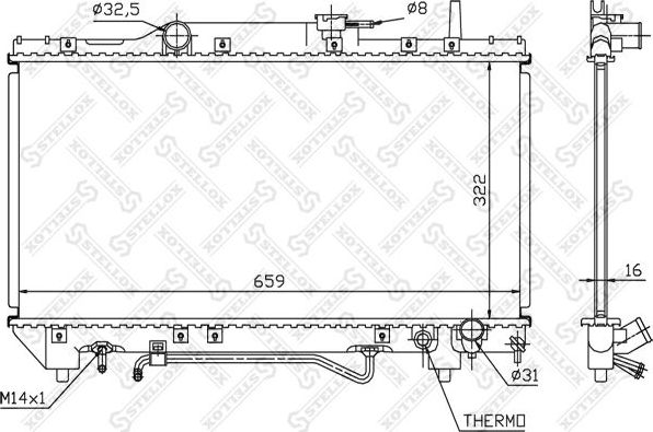 Радиатор охлаждения двигателя Stellox для Toyota Carina E 1992-1997. Артикул 10-25154-SX
