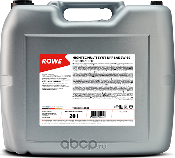 HIGHTEC MULTI SYNT DPF SAE 5W-30 (Rowe). Артикул 20125020099
