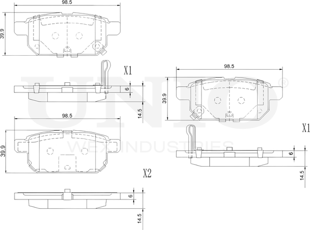 Колодки тормозные диск. задние Suzuki SX4 (JY) 13-, Swift (AZ,ZC) 10-, Vitara (LY) 15- (Unio). Артикул BRP-20347