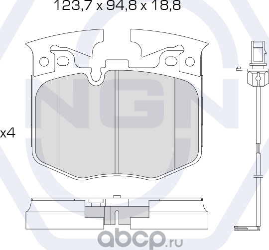 Колодки тормозные керамические, передние (NGN). Артикул 3502458