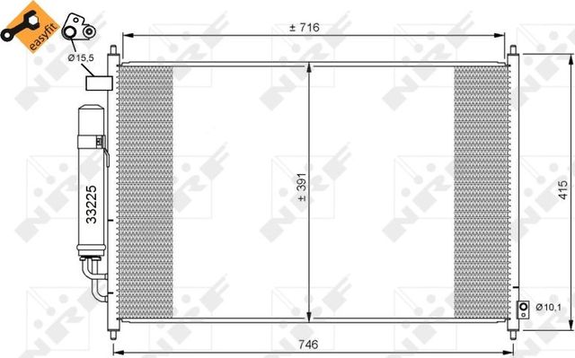 Радиатор кондиционера (конденсатор) NRF EASY FIT для Honda FR-V 2005-2009. Артикул 35867