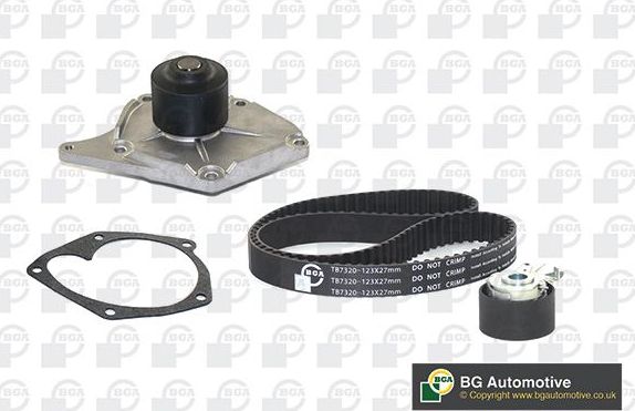 Помпа (водяной насос) с комплектом ремня ГРМ BGA. Артикул TB7320CPK