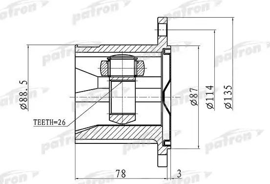 Шрус внутренний (граната) Patron передний/задний правый для Nissan X-Trail T30 2001-2013. Артикул PCV1423