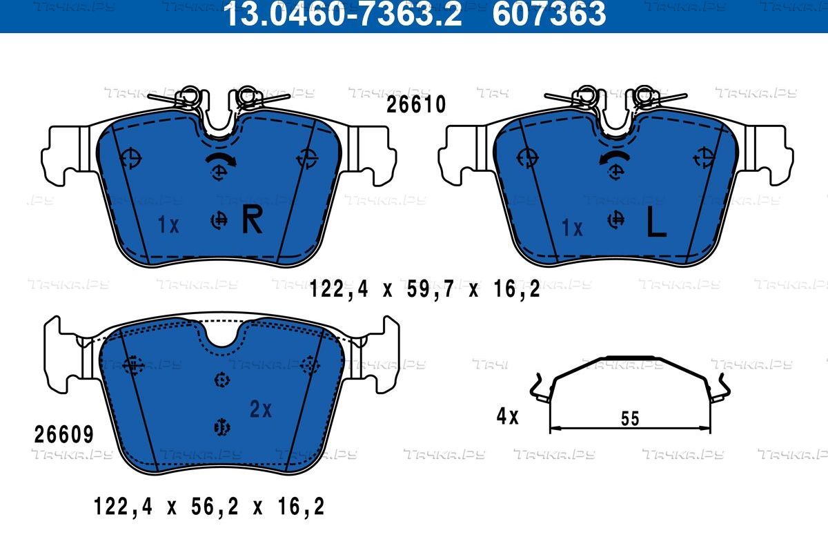 Тормозные колодки ATE задние для Volvo XC60 II 2017-2026. Артикул 13.0460-7363.2