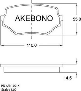 Тормозные колодки Akebono Standard. Артикул AN-451K