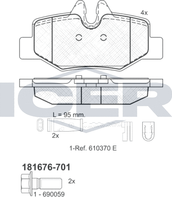Тормозные колодки Icer. Артикул 181676-701