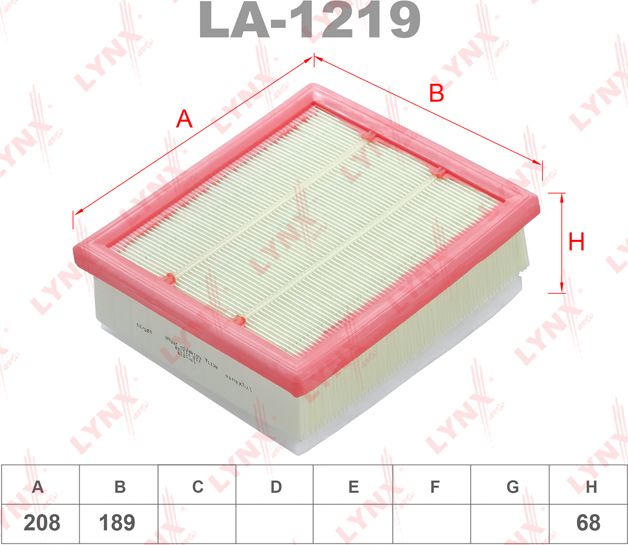 Воздушный фильтр LYNXauto. Артикул LA-1219