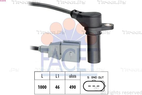 Датчик положения коленвала Facet Made in Italy - OE Equivalent для Audi A4 II (B6) 2000-2004. Артикул 9.0218