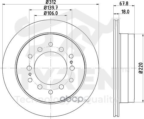 Тормозной диск (Tyren). Артикул TYR1018971