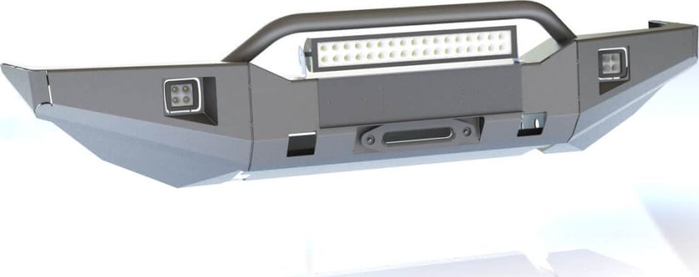 Бампер силовой STC передний для Toyota Land Cruiser 105 1998-2007 с защитной дугой и противотуманными фарами. Артикул STC-TLC105-BF-C1-L1