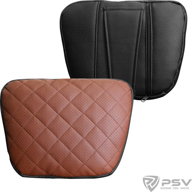 Подушка PSV Lux Way Ромб на подголовник, Оранжевый, экокожа. Артикул 132344