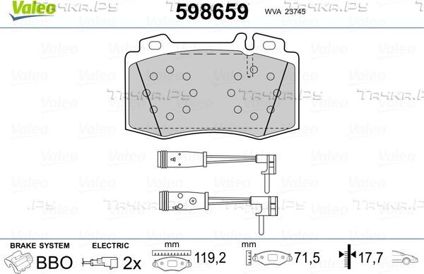 Тормозные колодки Valeo. Артикул 598659