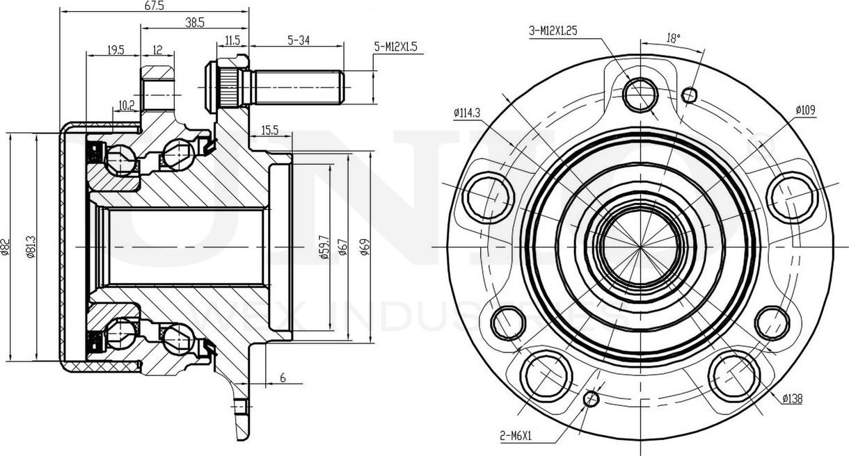Ступица колеса с интегрированным подшипником (Unio). Артикул HUB-20216