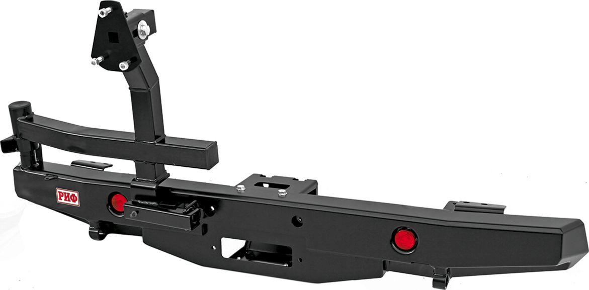 Бампер силовой РИФ задний с площадкой под лебедку, калиткой и фонарями стандарт для УАЗ Hunter 2003-2026. Артикул RIF469-21235