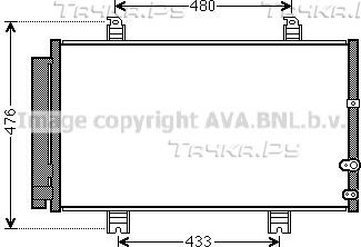Радиатор кондиционера (конденсатор) AVA (алюминий). Артикул TO5662D