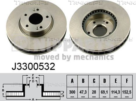 Тормозной диск Nipparts передний для Hyundai i30 III 2013-2026. Артикул J3300532