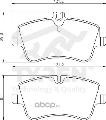 Дисковые тормозные колодки (Tyren). Артикул TYR1215371