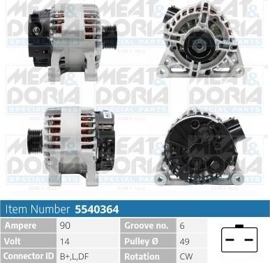 Генератор Meat & Doria для Peugeot 307 I 2000-2009. Артикул 5540364