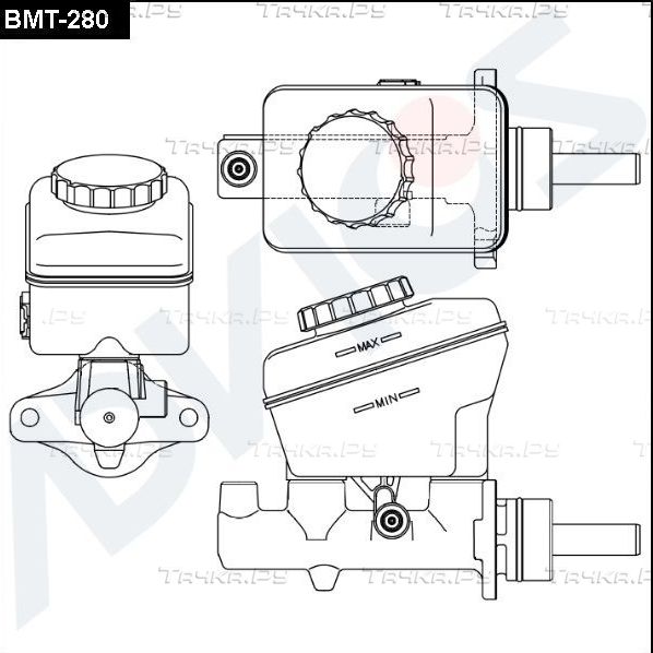 Тормозной цилиндр главный Advics (алюминий). Артикул BMT-280