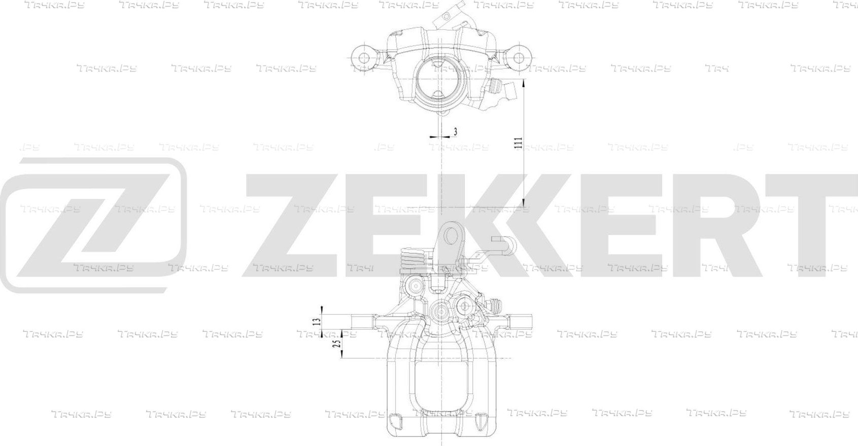 Тормозной суппорт Zekkert (Чугун) задний левый для Audi A3 II (8P) 2003-2013. Артикул BS-8306