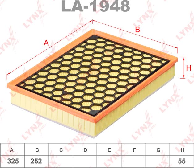 Воздушный фильтр LYNXauto. Артикул LA-1948