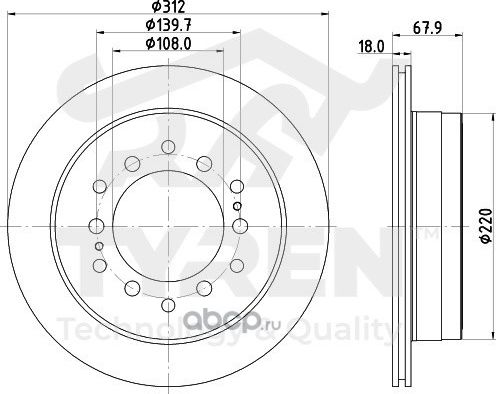 Тормозной диск (Tyren). Артикул TYR1120291
