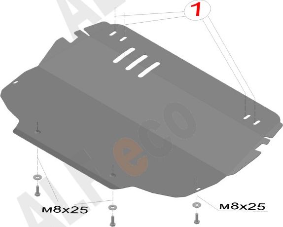Защита алюминиевая Alfeco для картера и КПП Audi A3 8P 2011-2012. Артикул ALF.30.31 AL4
