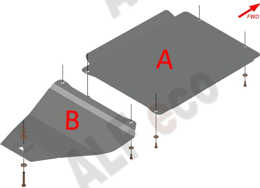 Защита алюминиевая Alfeco для РК Hyundai Terracan 2001-2007. Артикул ALF.10.33.2al