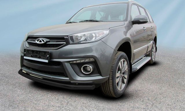 Защита Slitkoff переднего бампера d57 для Chery Tiggo 3 2017-2020 Черная. Артикул CT3-003В