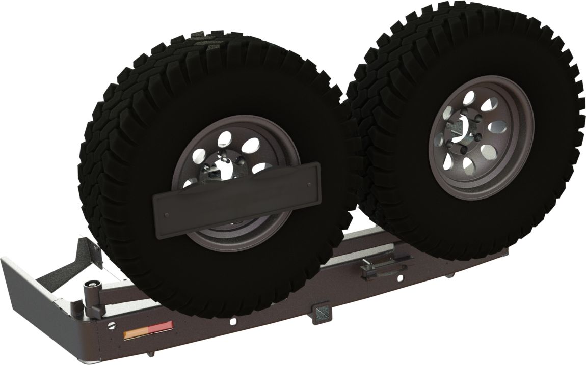 Бампер силовой задний STC для Toyota Land Cruiser 200 2015-2021 с квадратом под фаркоп, 2 калитками и дублирующими фонарями. Артикул STC-TLC200/15-BR-C2C3-L1