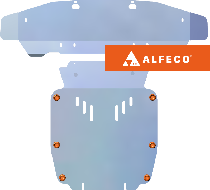 Защита алюминиевая Alfeco для картера и радиатора (2 части) Audi Q7 I 2009-2014. Артикул ALF.30.21 AL4