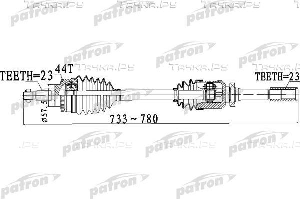 Полуось (привод в сборе, приводной вал) Patron. Артикул PDS0263