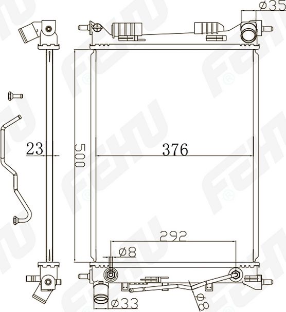 Радиатор охлаждения (сборный) для Hyundai Solaris/Kia Rio (10-) AT (Fehu). Артикул frc1396m