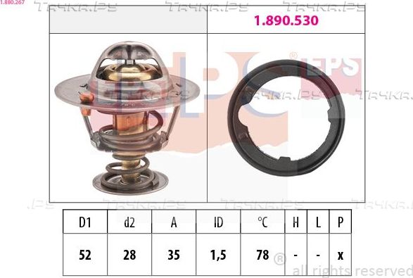Термостат EPS Made in Italy - OE Equivalent для Honda Odyssey I 1997-1999. Артикул 1.880.267