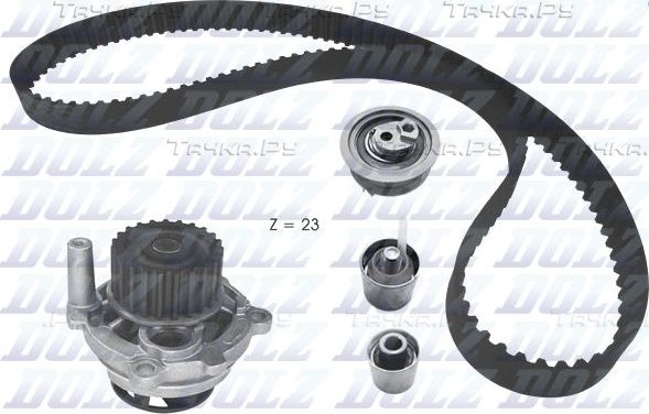 Помпа (водяной насос) с комплектом ремня ГРМ Dolz для Volkswagen Golf Plus I 2005-2008. Артикул KD166