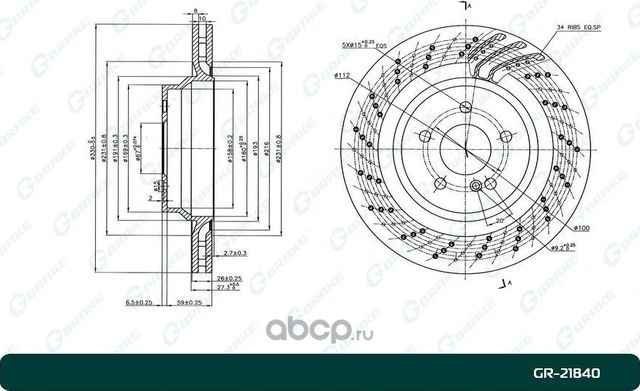 Диск тормозной перфорированный вентилируемый G-brake GR-21840 G-Brake. Артикул GR21840