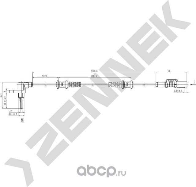 Датчик ABS передний левый/правый MERCEDES SPRINTER 06-12, VW CRAFTER 06-16 (Zennek). Артикул DAS0071